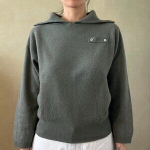Vintage Military Style Rib Collared Pullover